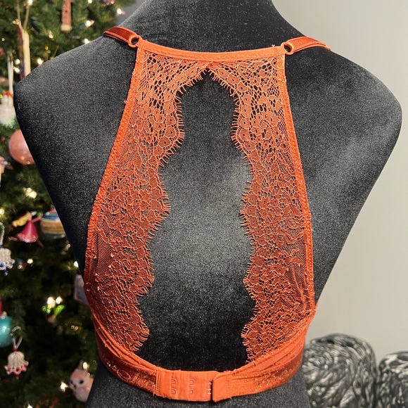 EUC Victoria’s Secret T-Shirt Lightly Lined Wireless Bra 32D Burnt Orange Lace - Picture 7 of 14